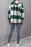 Yellow Casual Plaid Patchwork Turndown Collar Outerwear