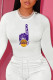 White Fashion Casual Print Patchwork O Neck Tops