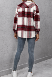 Yellow Casual Plaid Patchwork Turndown Collar Outerwear