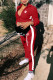 Red Fashion Sportswear Print Patchwork Turndown Collar Long Sleeve Two Pieces