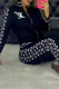 Black Fashion Street Print Letter Long Sleeve Two Pieces