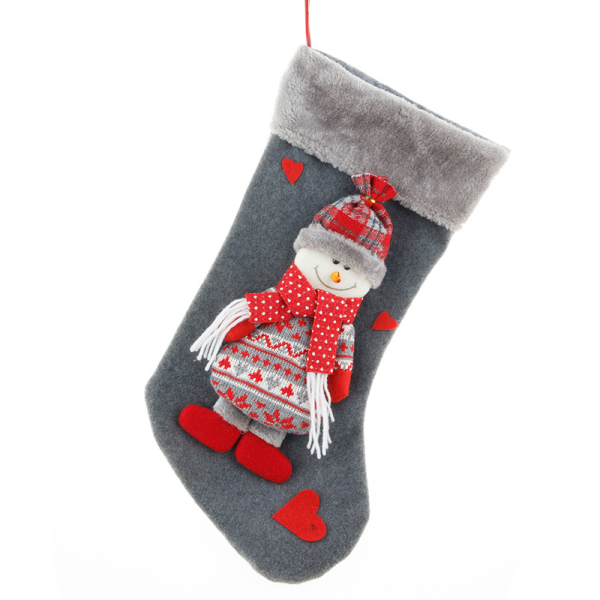 Grey Party Vintage Snowflakes Santa Claus Split Joint Sock