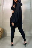 Brown Fashion Casual Solid Cardigan Vests Pants Turndown Collar Long Sleeve Three-piece Set