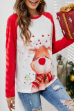 Red Casual Party Wapiti Patchwork O Neck Tops
