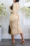 Black Sexy Solid Hollowed Out Patchwork O Neck One Step Skirt Dresses