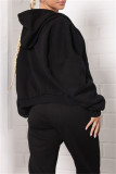 Light Brown Fashion Casual Solid Basic Hooded Collar Long Sleeve Two Pieces