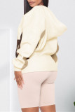Apricot Fashion Casual Patchwork Basic Hooded Collar Tops