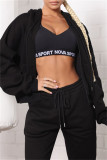 Light Brown Fashion Casual Solid Basic Hooded Collar Long Sleeve Two Pieces
