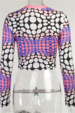 Pink Fashion Casual Print Basic O Neck Tops