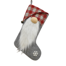 Grey Party Vintage Cute Plaid Santa Claus Split Joint Sock