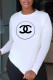 White Casual Street Print Patchwork O Neck Tops