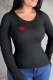 Black Casual Street Print Patchwork O Neck Tops