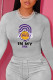 Grey Fashion Sportswear Print Patchwork O Neck Tops