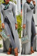 Grey Fashion Street Print Slit O Neck Tops