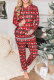 Black Red Casual Print Patchwork Hooded Collar Long Sleeve Two Pieces