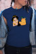 Navy Blue Street Cute Print Patchwork O Neck T-Shirts