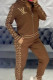 Khaki Fashion Street Print Letter Long Sleeve Two Pieces