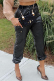 Black Fashion Sexy Casual Solid Basic Regular Mid Waist Trousers