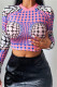 Pink Fashion Casual Print Basic O Neck Tops