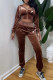 Khaki Fashion Street Print Patchwork Hooded Collar Long Sleeve Two Pieces