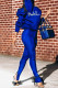 Blue Fashion Casual Letter Print Basic O Neck Long Sleeve Two Pieces (With Face Mask)