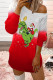 Red Green Casual Print Patchwork O Neck Tops