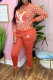 Orange Fashion Casual Print Patchwork O Neck Long Sleeve Two Pieces