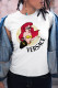 White Street Cute Character Patchwork O Neck T-Shirts