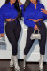 Blue Fashion Casual Solid Bandage Mandarin Collar Outerwear