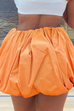 Orange Fashion Casual Solid Basic Regular High Waist Skirts