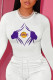 White Street Sportswear Print Patchwork O Neck Tops