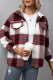 Burgundy Casual Plaid Patchwork Turndown Collar Outerwear