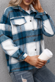 Yellow Casual Plaid Patchwork Turndown Collar Outerwear