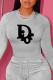 Grey Casual Print Patchwork O Neck Tops