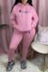 Pink Fashion Elegant Print Letter Hooded Collar Long Sleeve Two Pieces