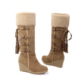 Yellow Fashion Casual Patchwork Strap Design Keep Warm Boots
