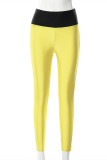 White Casual Sportswear Solid Patchwork Skinny High Waist Pencil Trousers