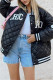 Black Fashion Casual Letter Patchwork Cardigan Mandarin Collar Outerwear