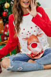 Red Casual Party Wapiti Patchwork O Neck Tops