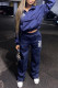 Blue Casual Print Patchwork Zipper Collar Long Sleeve Two Pieces