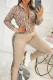 Apricot Fashion Casual Print Patchwork Long Sleeve Two Pieces