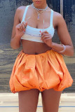 Orange Fashion Casual Solid Basic Regular High Waist Skirts