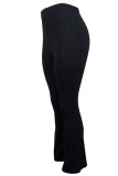 Black Casual Solid Split Joint Boot Cut High Waist Speaker Solid Color Bottoms