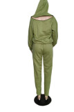 Blue Casual Solid Patchwork Zipper Hooded Collar Long Sleeve Two Pieces
