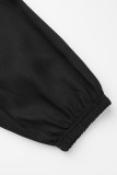 Black Casual Print Patchwork Off the Shoulder Loose Jumpsuits