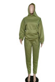 Blue Casual Solid Patchwork Zipper Hooded Collar Long Sleeve Two Pieces