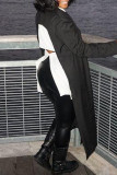 Black Fashion Casual Solid Patchwork Cardigan Turndown Collar Outerwear