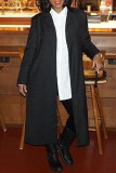 Black Fashion Casual Solid Patchwork Cardigan Turndown Collar Outerwear