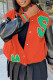 Red Fashion Casual Patchwork Letter Outerwear