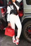 Red Casual Street Print Patchwork Buckle Outerwear